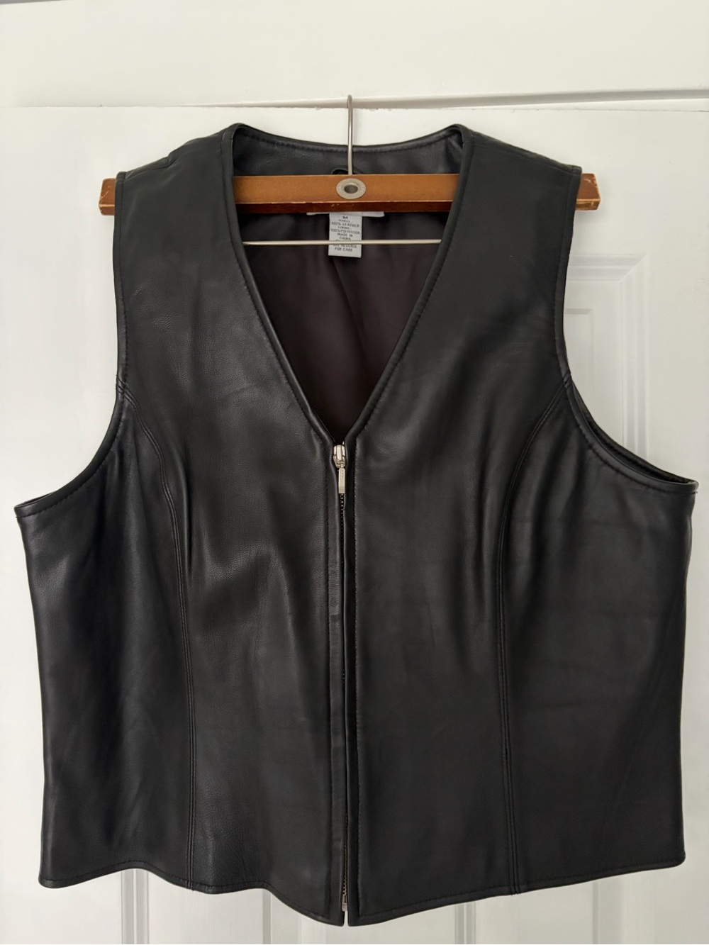 croft & barrow Black Lambskin Leather Vest